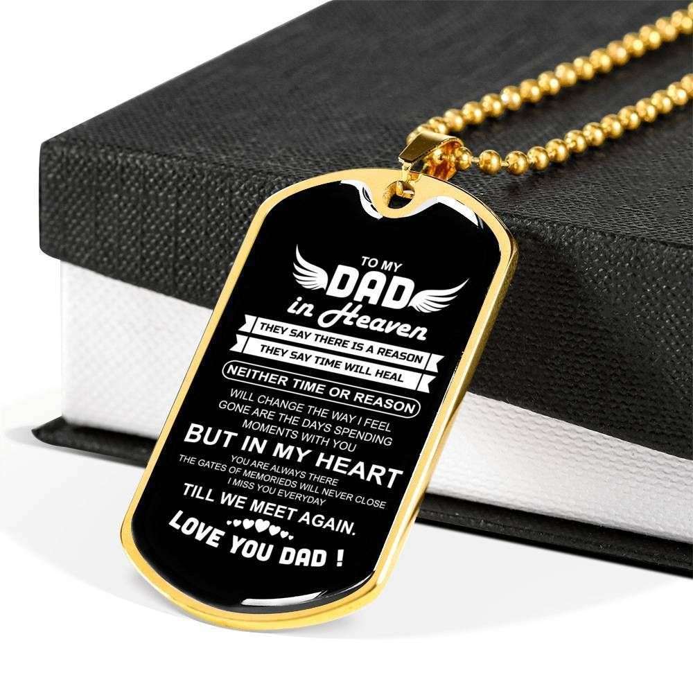 Dad Dog Tag Custom Picture Father’S Day Gift, To My Dad In Heaven I Missing You Dog Tag Military Chain Necklace Father's Day Rakva