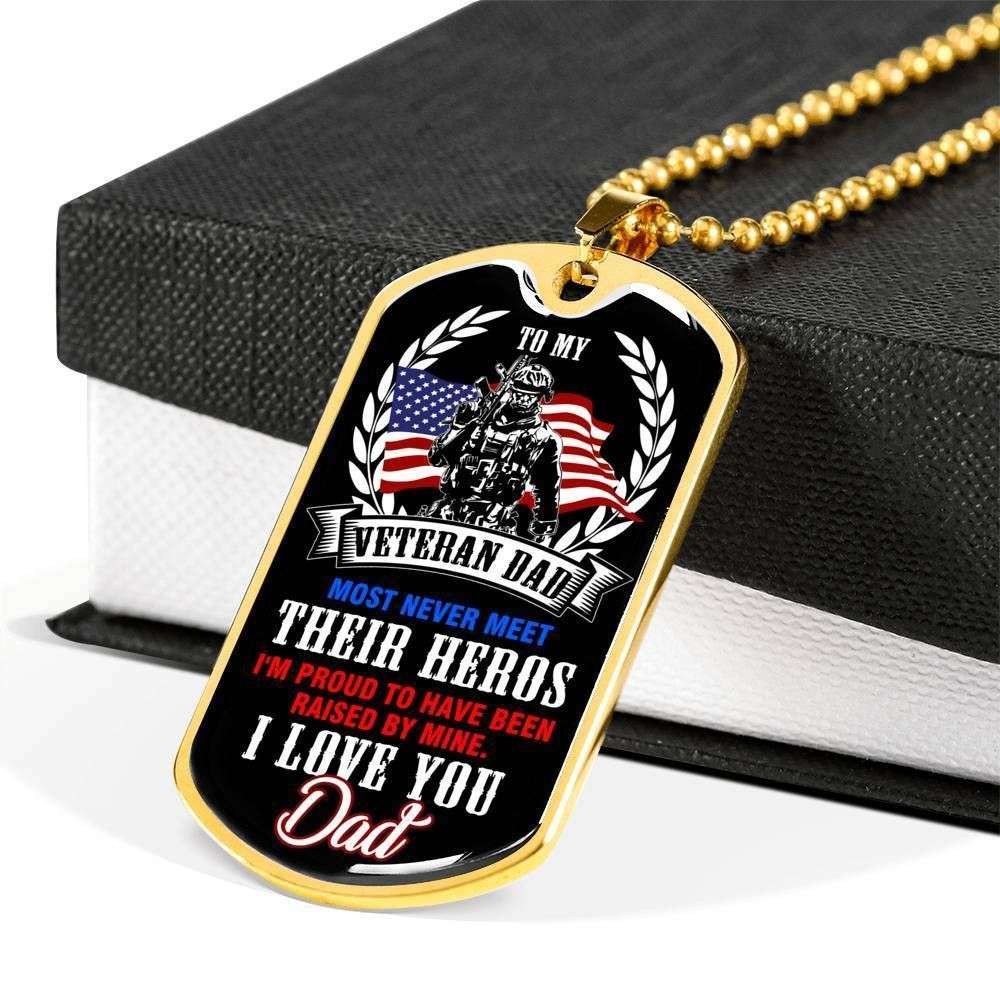 Dad Dog Tag Custom Picture Father’S Day Gift, To My Veteran Dad Love You Dog Tag Military Chain Necklace Gift Father's Day Rakva