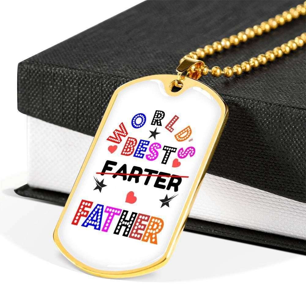 Dad Dog Tag Custom Picture Father’S Day Gift, World’S Best Farter I Mean Father Dog Tag Military Chain Necklace Father's Day Rakva