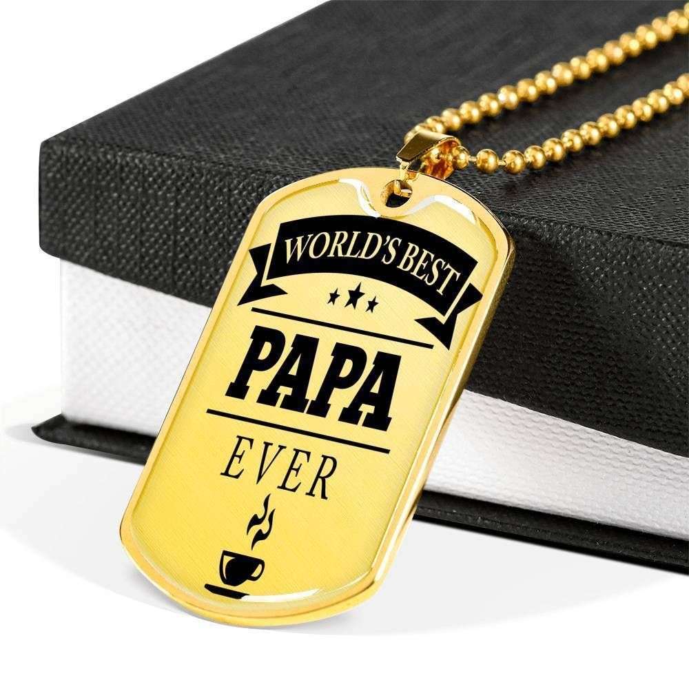 Dad Dog Tag Custom Picture Father’S Day Gift, World’S Best Papa Ever Dog Tag Military Chain Necklace Gift For Men Father's Day Rakva