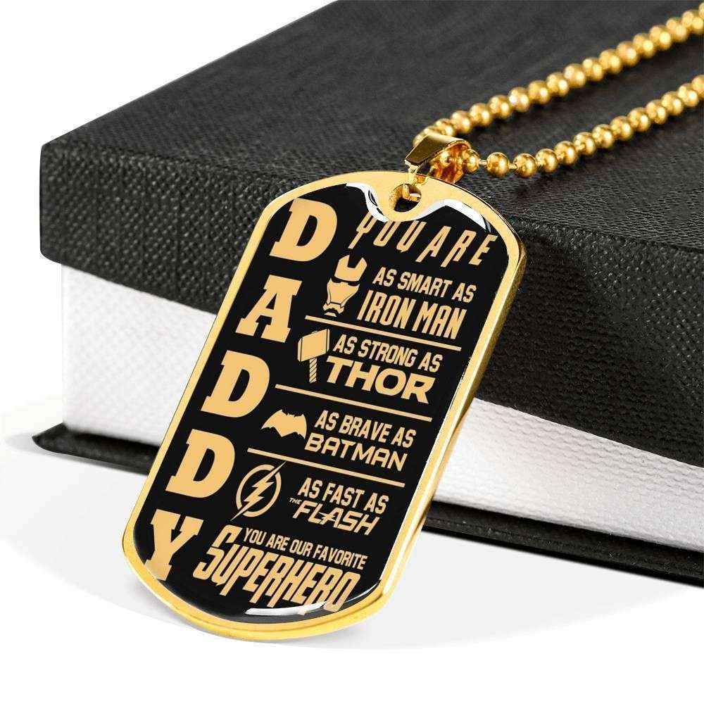 Dad Dog Tag Custom Picture Father’S Day Gift, You Are My Favorite Superhero Dog Tag Military Chain Necklace Gift For Dad Father's Day Rakva