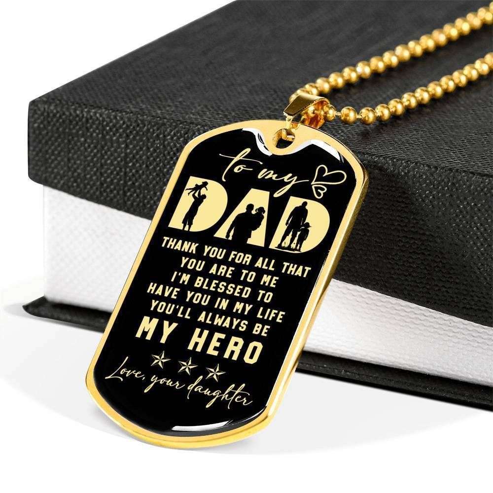 Dad Dog Tag Custom Picture Father’S Day Gift, You’Ll Always Be My Hero Dog Tag Military Chain Necklace For Dad Dog Tag-1 Father's Day Rakva