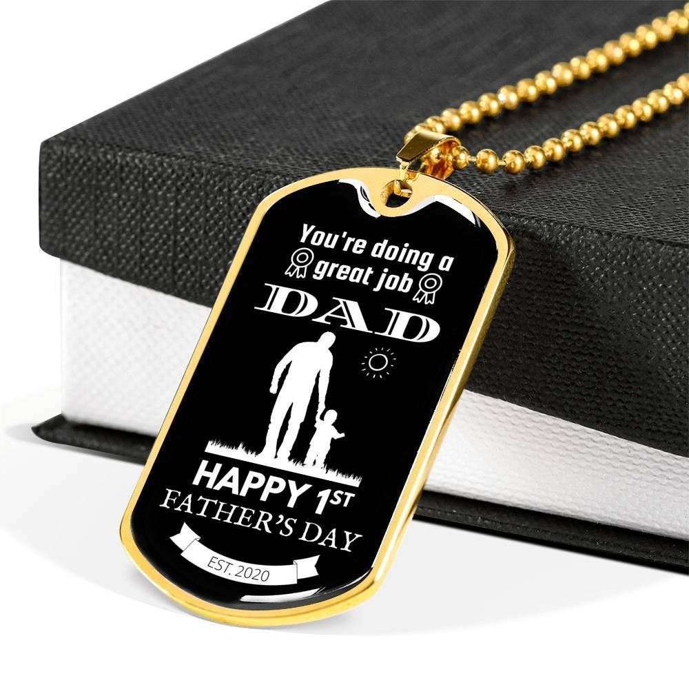 Dad Dog Tag Custom Picture Father’S Day Gift, You’Re Doing A Great Job Dog Tag Military Chain Necklace Gift For Dad Father's Day Rakva