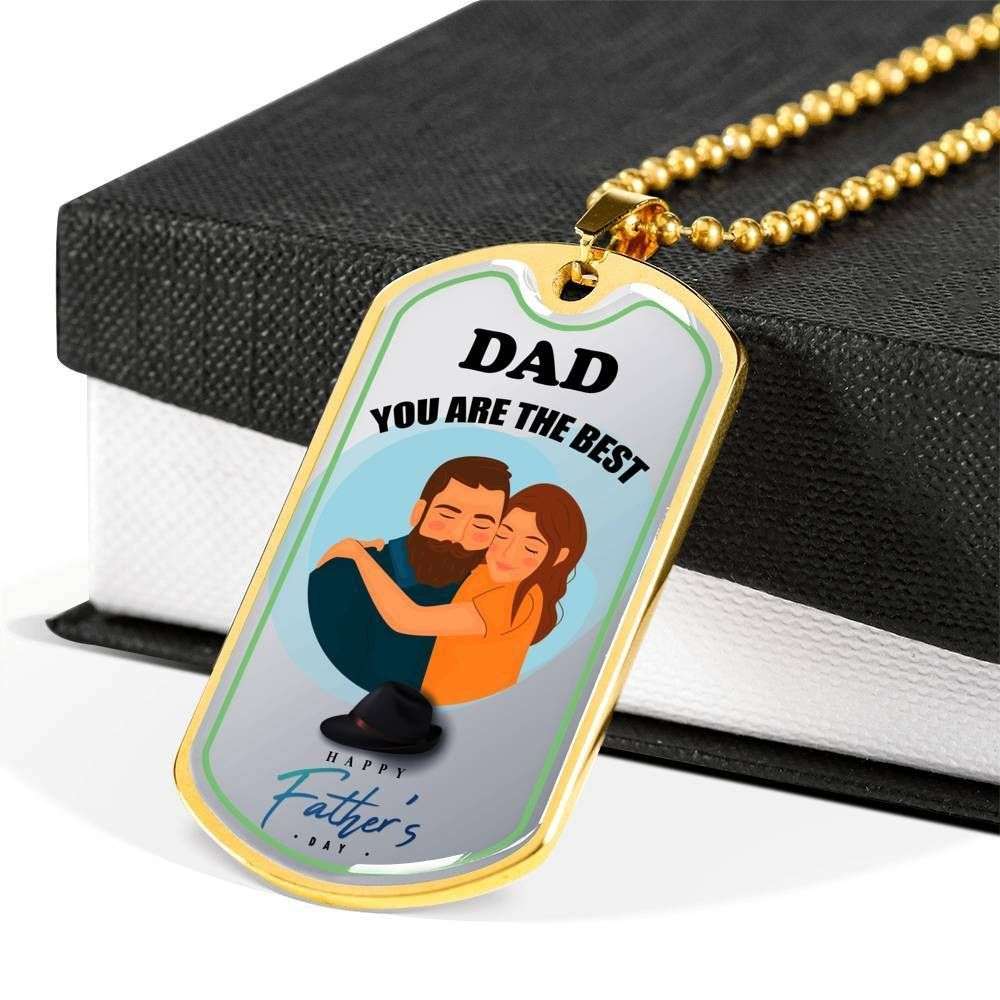 Dad Dog Tag Custom Picture Father’S Day Gift, You’Re The Best Father’S Day Giving Dad Dog Tag Military Chain Necklace Father's Day Rakva