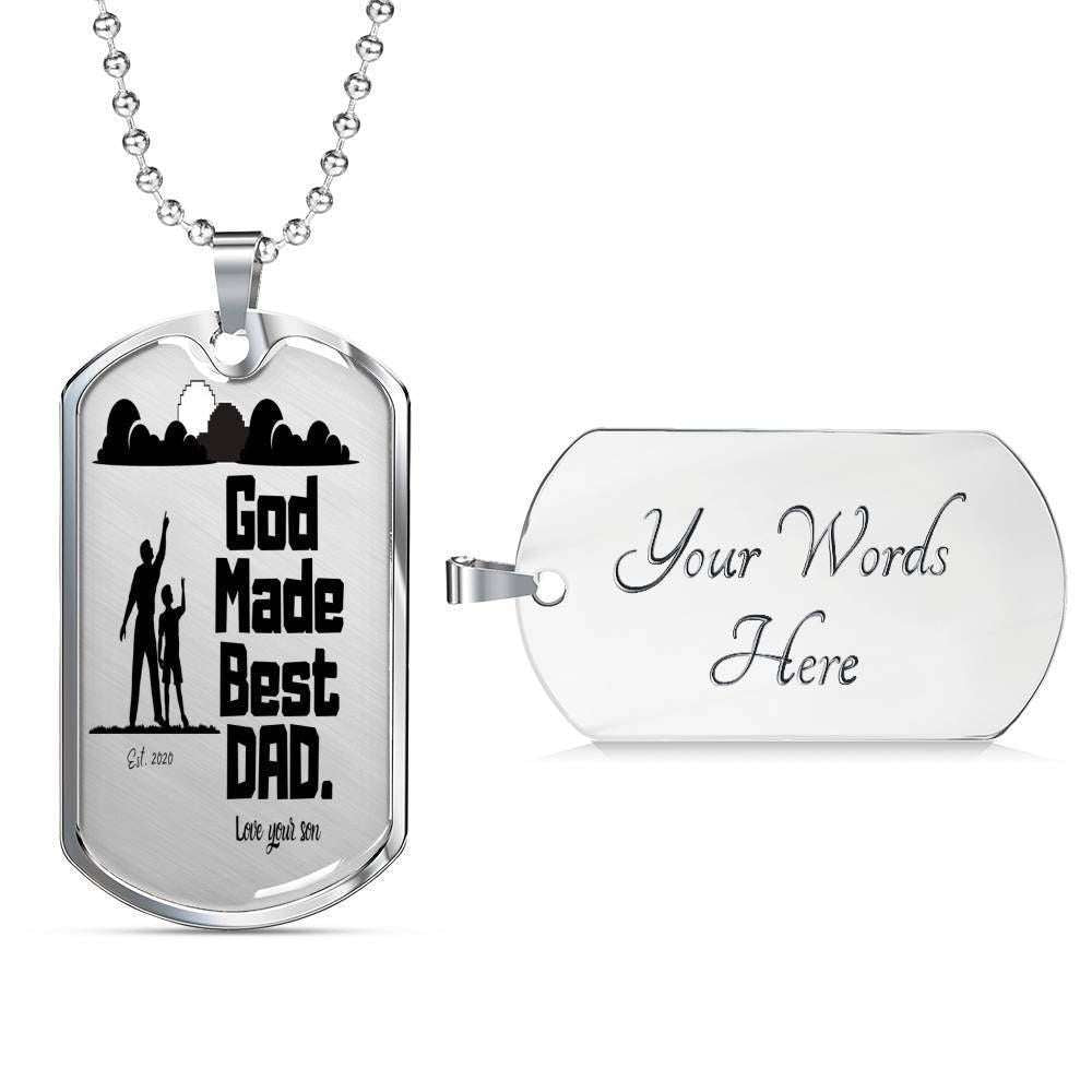 Dad Dog Tag Custom Picture Father’S Day, God Made Best Dad Dog Tag Necklace Gift For Men Father's Day Rakva