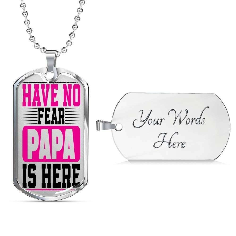 Dad Dog Tag Custom Picture Father’S Day, Have No Fear Papa Is Here Dog Tag Necklace For Papa Father's Day Rakva