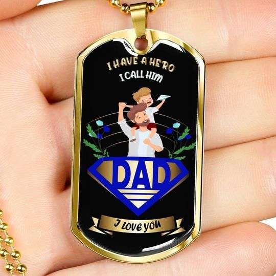 Dad Dog Tag Custom Picture Father’S Day, I Have A Hero Dad Necklace For Dad Father's Day Rakva