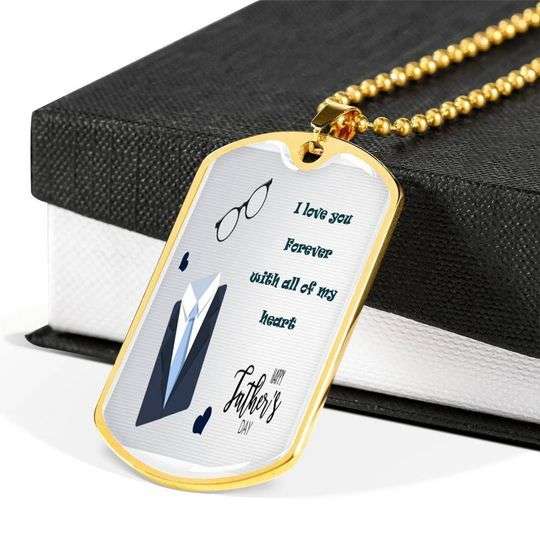 Dad Dog Tag Custom Picture Father’S Day, I Love You Forever With All My Heart Dog Tag Necklace For Dad Father's Day Rakva