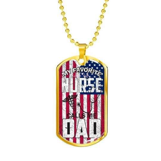 Dad Dog Tag Custom Picture Father’S Day, My Favorite Nurse Calls Me Dad Dog Tag Necklace For Dad Father's Day Rakva