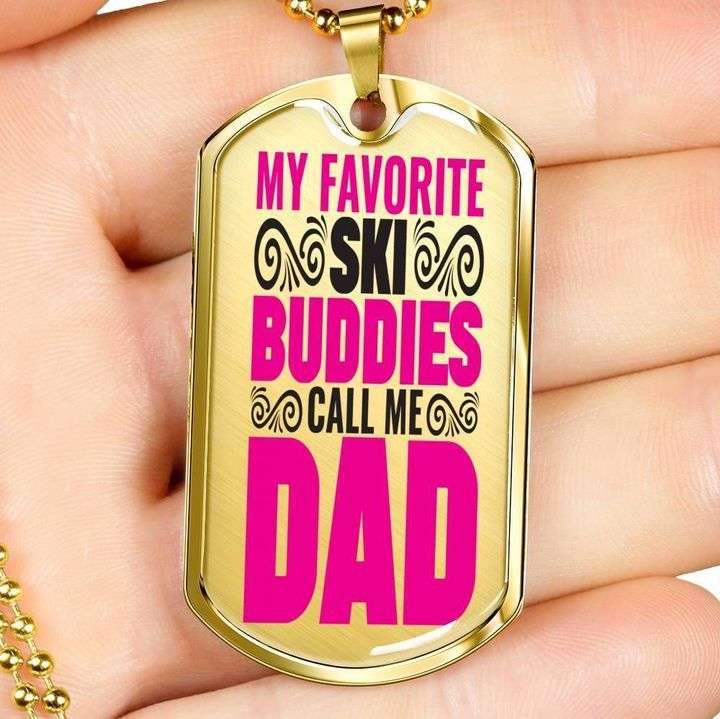 Dad Dog Tag Custom Picture Father’S Day, My Favorite Ski Buddies Dog Tag Necklace Gift For Dad Father's Day Rakva