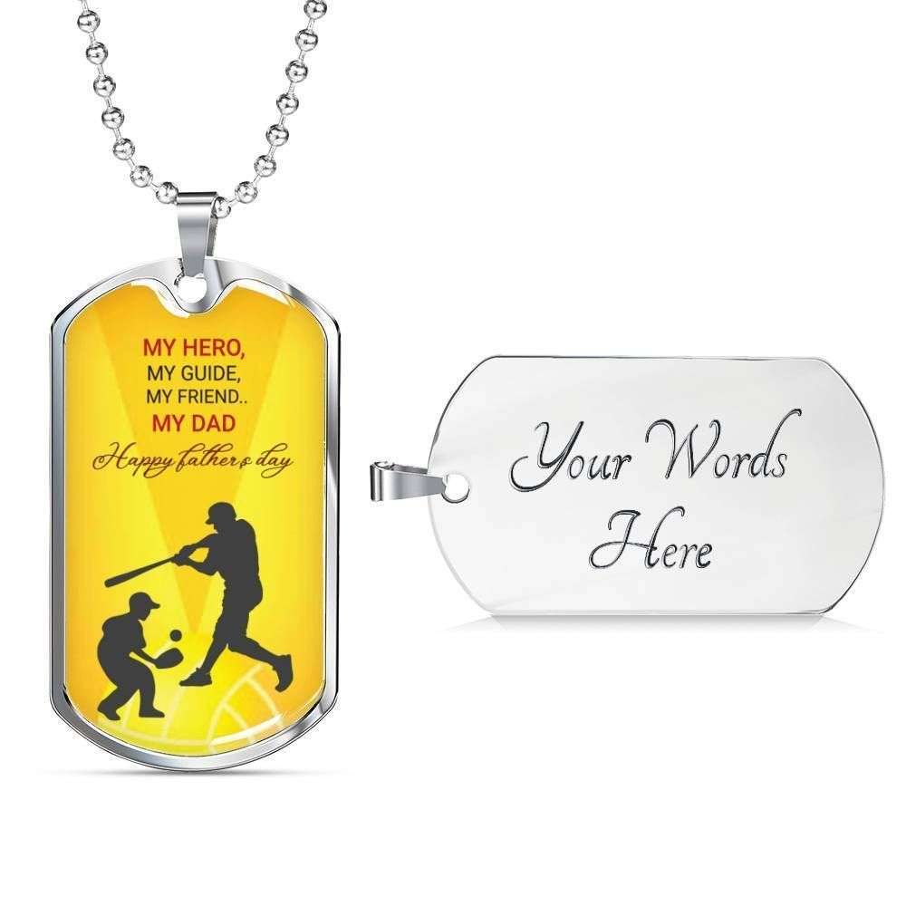 Dad Dog Tag Custom Picture, Father’S Day My Hero My Guide Dog Tag Necklace For Men Father's Day Rakva
