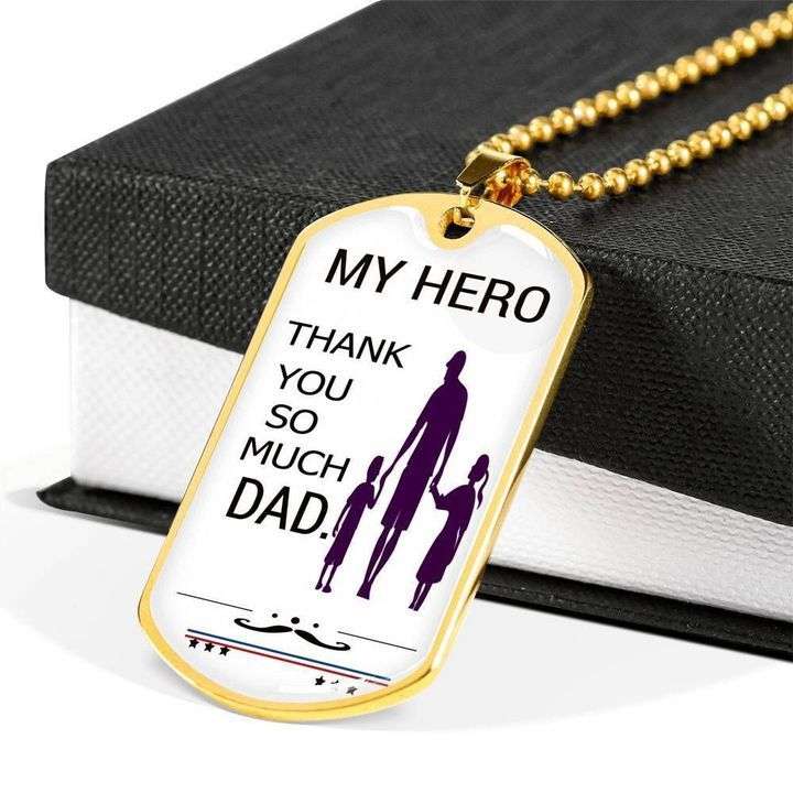 Dad Dog Tag Custom Picture Father’S Day, My Hero Thank You So Much Dad Necklace Gift For Dad Father's Day Rakva
