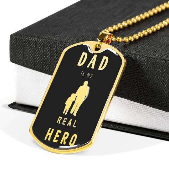Dad Dog Tag Custom Picture Father’S Day, My Real Hero Dog Tag Necklace Gift For Daddy Father's Day Rakva