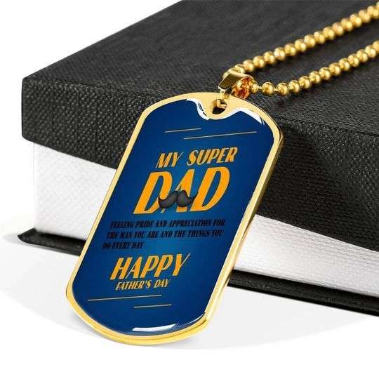 Dad Dog Tag Custom Picture Father’S Day, My Supper Dad Love And Pride Dog Tag Necklace For Dad Father's Day Rakva
