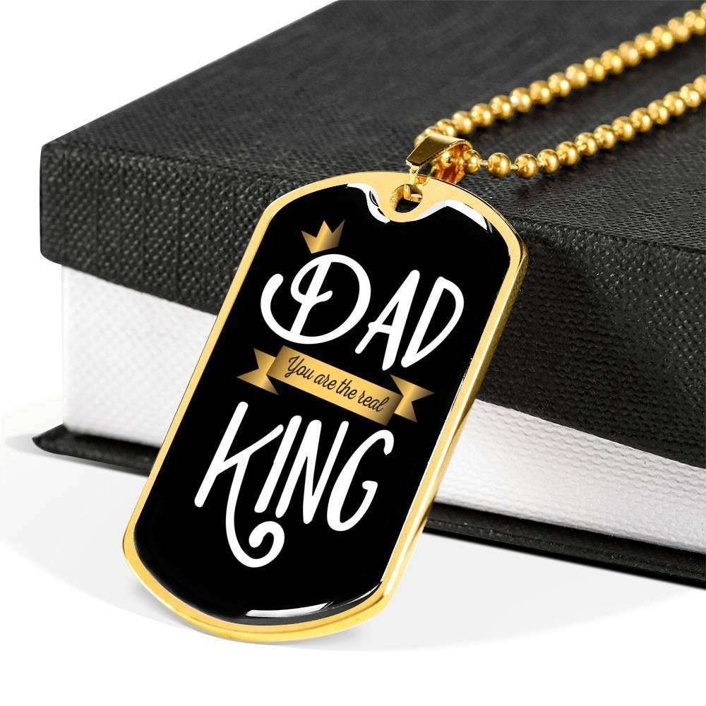 Dad Dog Tag Custom Picture, Father’S Day The Real King Dog Tag Necklace Gift For Men Father's Day Rakva
