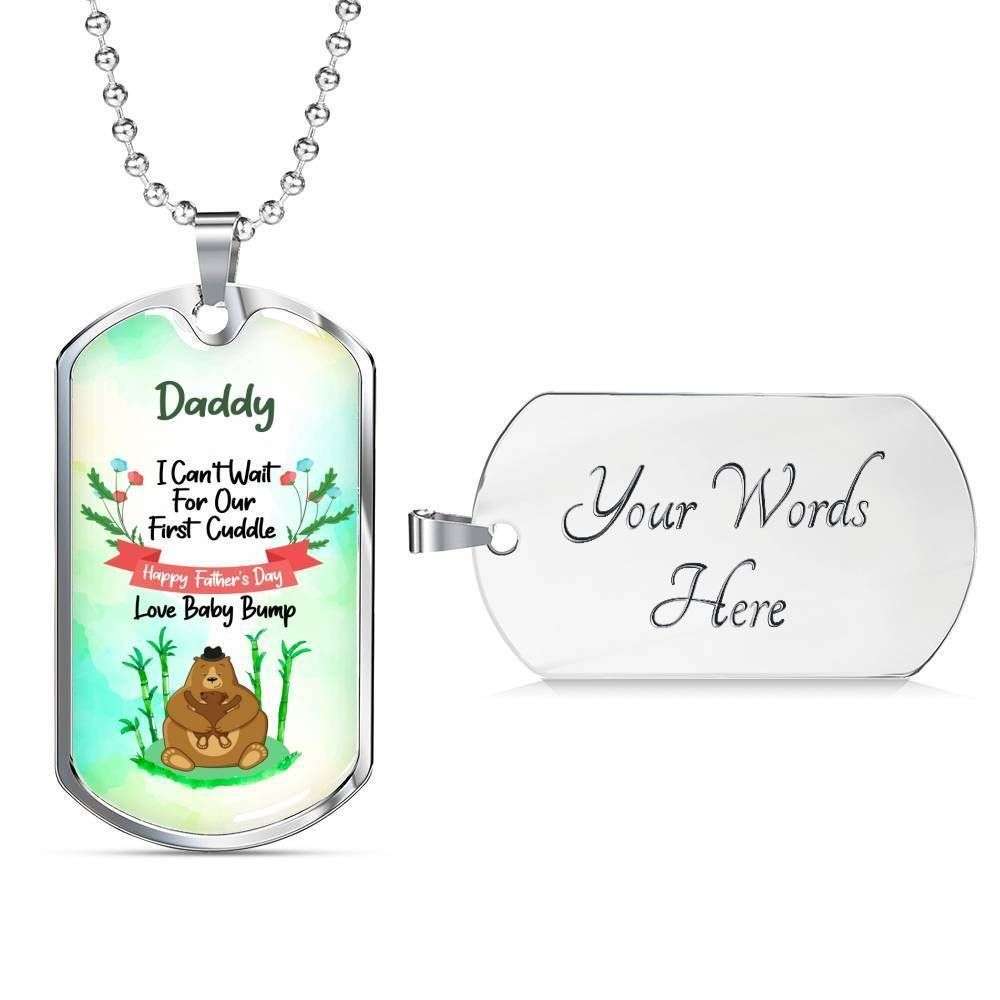 Dad Dog Tag Custom Picture, Happy Father’S Day Dog Tag Necklace Bump Giving Daddy Father's Day Rakva