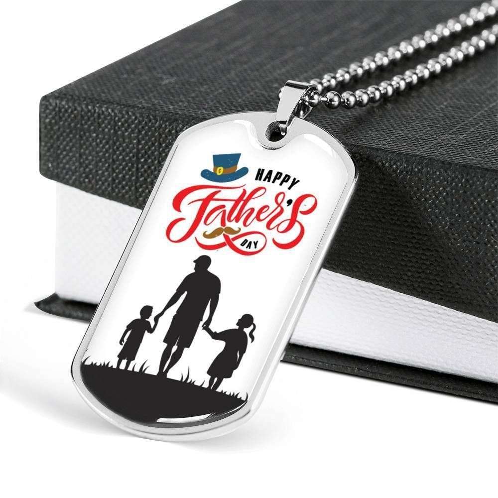 Dad Dog Tag Custom Picture, Happy Father’S Day Son And Daughter Love You Dog Tag Necklace Father's Day Rakva