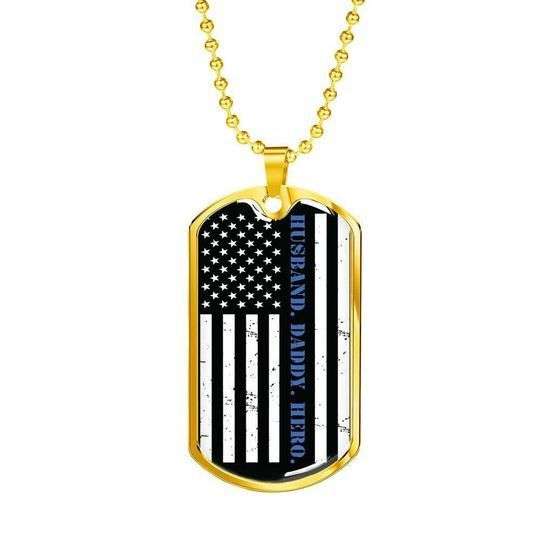 Dad Dog Tag Custom Picture, Husband Daddy Hero Thin Blue Line Dog Tag Necklace For Dad Father's Day Rakva