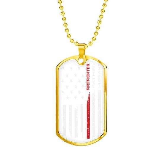 Dad Dog Tag Custom Picture, Husband Father Firefighter Dog Tag Necklace For Dad Father's Day Rakva