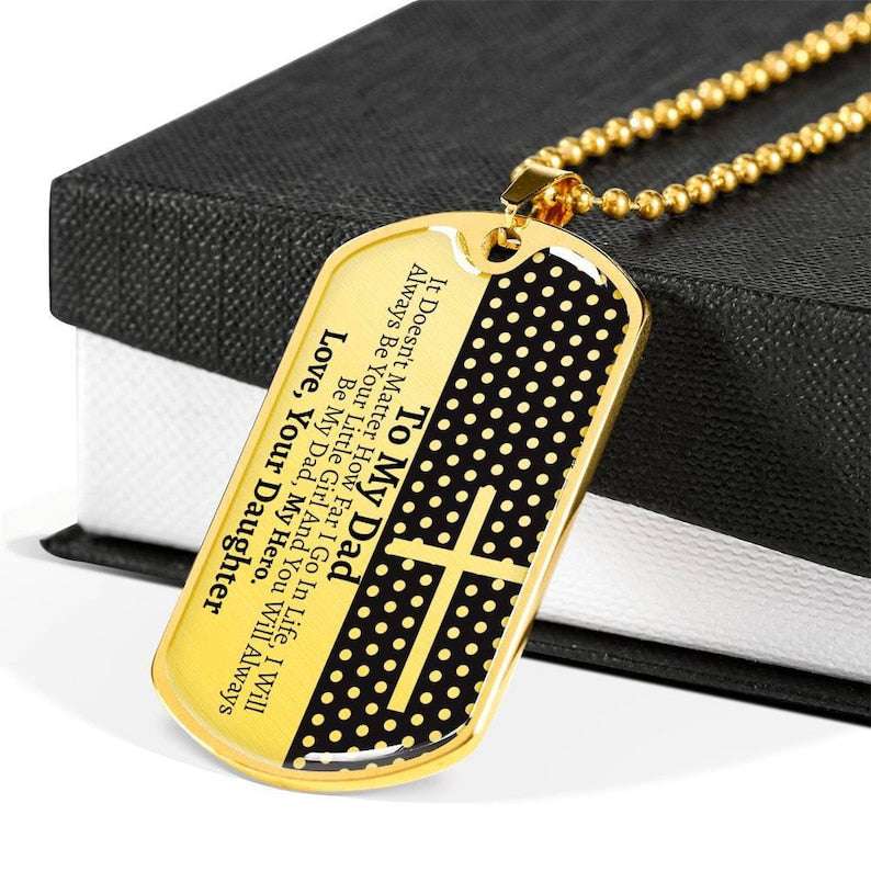 Dad Dog Tag, Dad Valentine Gift, Gift For Dad From Daughter, Dad Valentines Day, Daddy Valentine Gift, Dog Tag Necklace Christmas Day Rakva