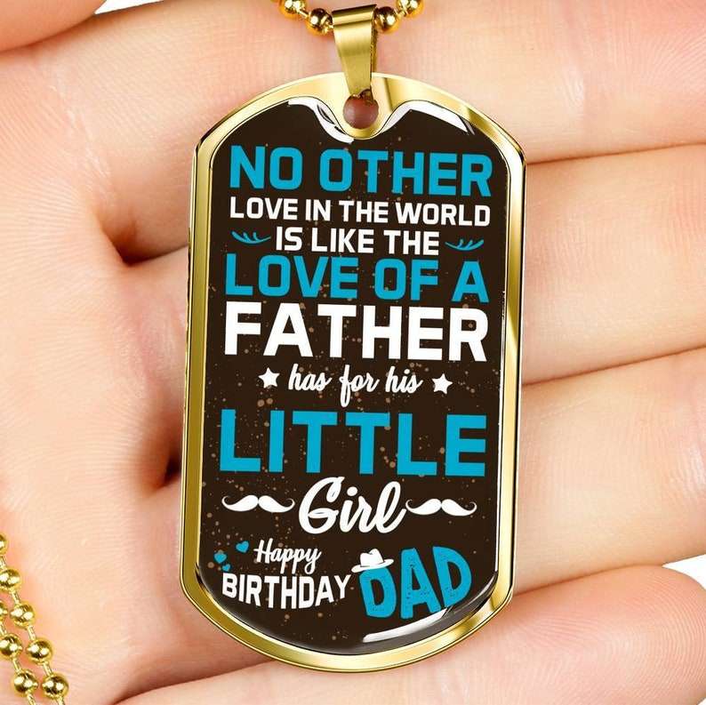 Dad Dog Tag, Daughter To Father Happy Birthday Necklace, Father’S Day Dog Tag Necklace For Dad Christmas Day Rakva