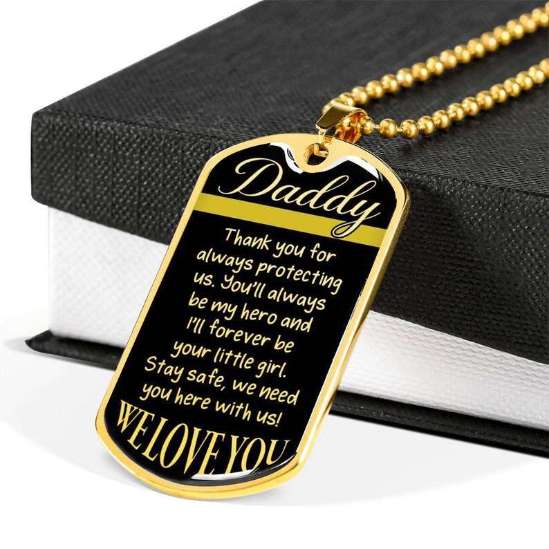 Dad Dog Tag, Dispatch Dad From Daughter Necklace, Father’S Day Dog Tag Necklace Christmas Day Rakva