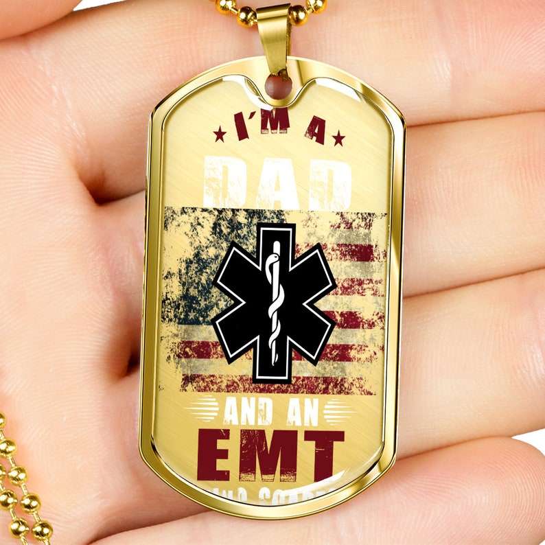 Dad Dog Tag, Emt Dad Father’S Day Dog Tag Necklace, Medical Responder Dad Gift, Ambulance Technician Dad Christmas Day Rakva