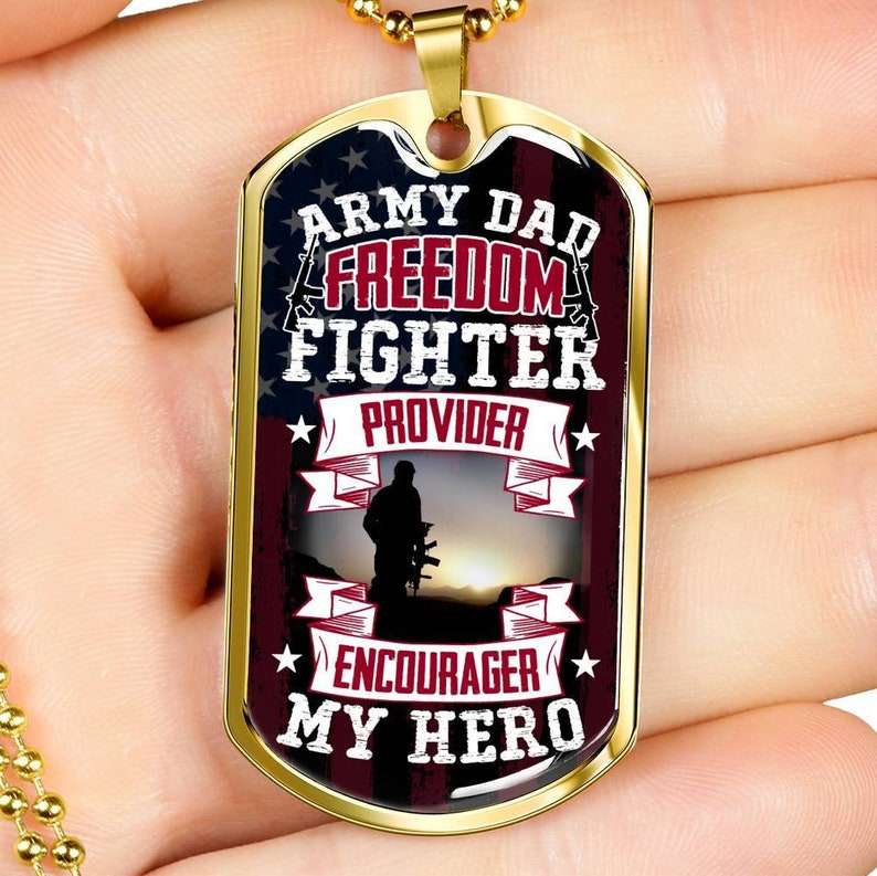 Dad Dog Tag, Father’S Day Dog Tag Necklace For Army Dad, Gift Necklace For Army Soldier Christmas Day Rakva