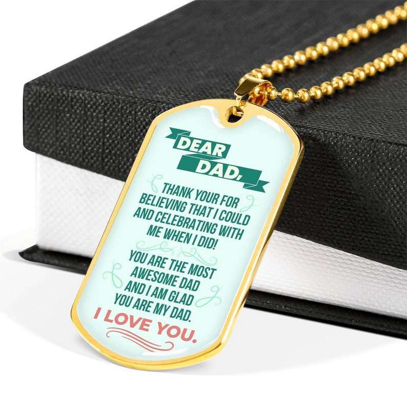 Dad Dog Tag, Father’S Day Dog Tag Necklace Gift For An Awesome Dad From Son/Daughter, Thank You, Appreciation, Papa Christmas Day Rakva