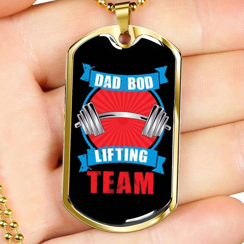 Dad Dog Tag Father’S Day Gift, Custom Dad Body Lifting Team Dog Tag Military Chain Necklace For Dad Dog Tag Father's Day Rakva