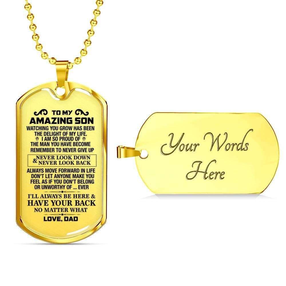 Dad Dog Tag Father’S Day Gift, Custom Dad Gift For Son Dog Tag Military Chain Necklace I’M Always Here Dog Tag Father's Day Rakva