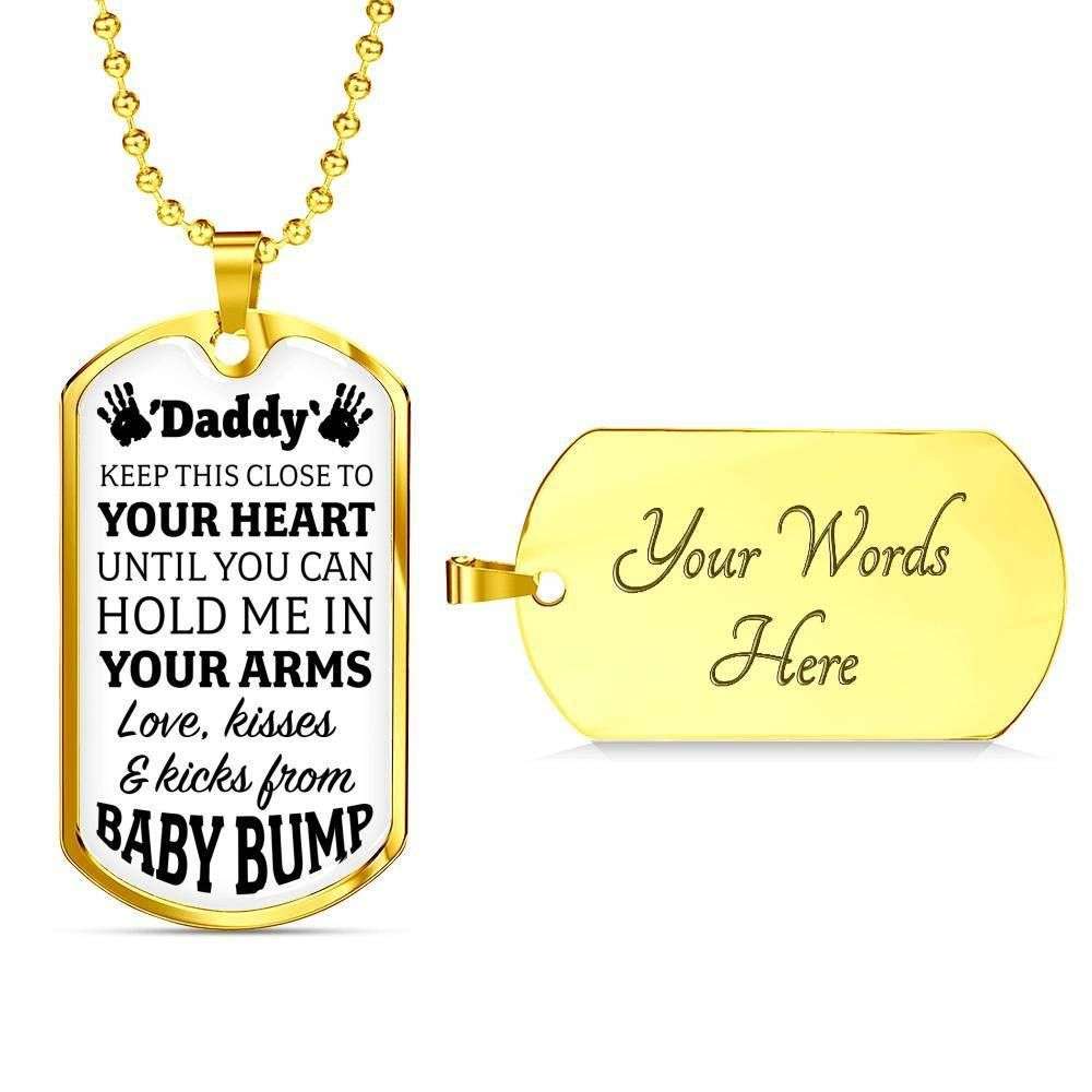 Dad Dog Tag Father’S Day Gift, Custom Keep This Close To Your Heart Dog Tag Military Chain Necklace Gift For Daddy Dog Tag Father's Day Rakva