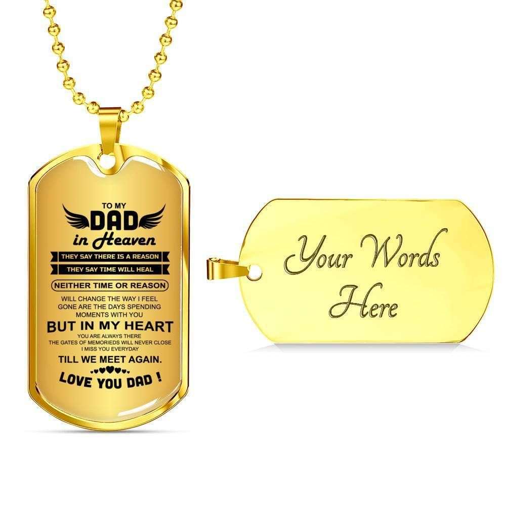 Dad Dog Tag Father’S Day Gift, Custom Love You Dad Dog Tag Military Chain Necklace For Angel Dad Dog Tag Father's Day Rakva