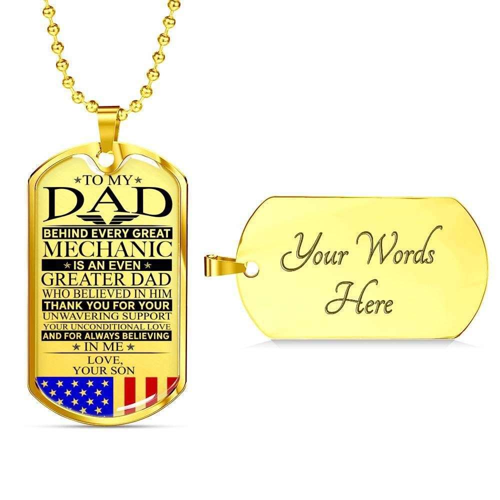 Dad Dog Tag Father’S Day Gift, Custom Mechanic’S Dad Unconditional Love Dog Tag Military Chain Necklace Dog Tag Father's Day Rakva
