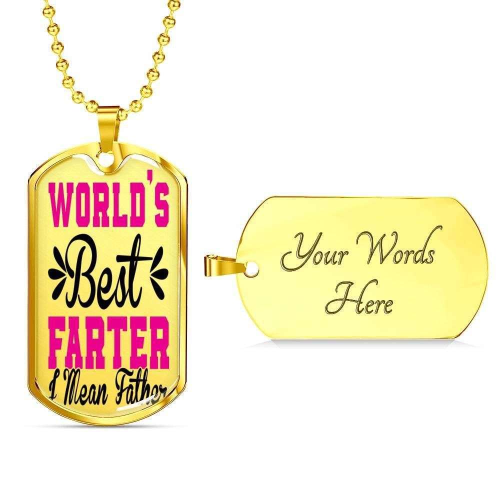 Dad Dog Tag Father’S Day Gift, Custom World’S Best Farter I Mean Father Dog Tag Military Chain Necklace Giving Dad Dog Tag Father's Day Rakva