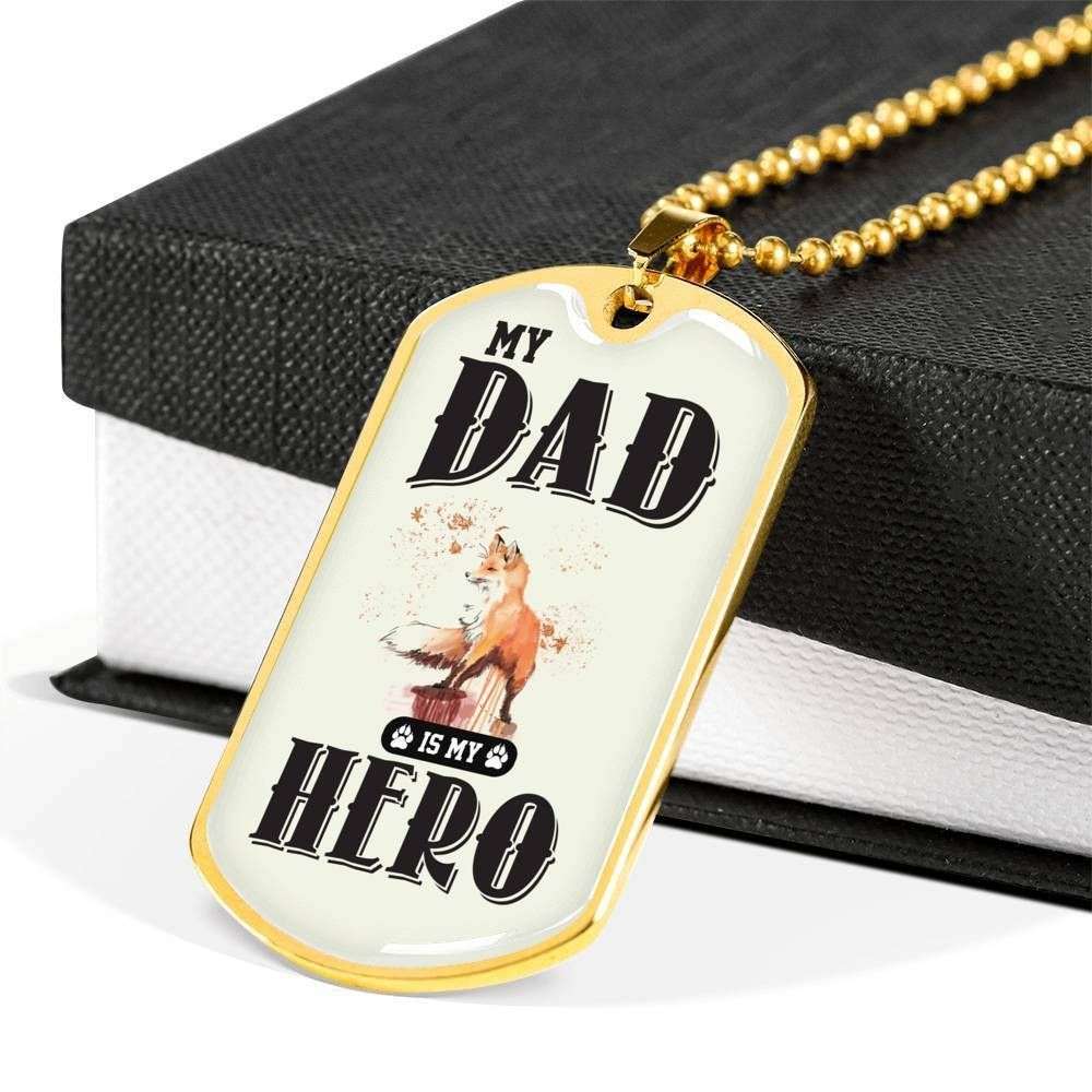 Dad Dog Tag Father’S Day Gift, Fox My Hero Dog Tag Military Chain Necklace For Dad Dog Tag Father's Day Rakva