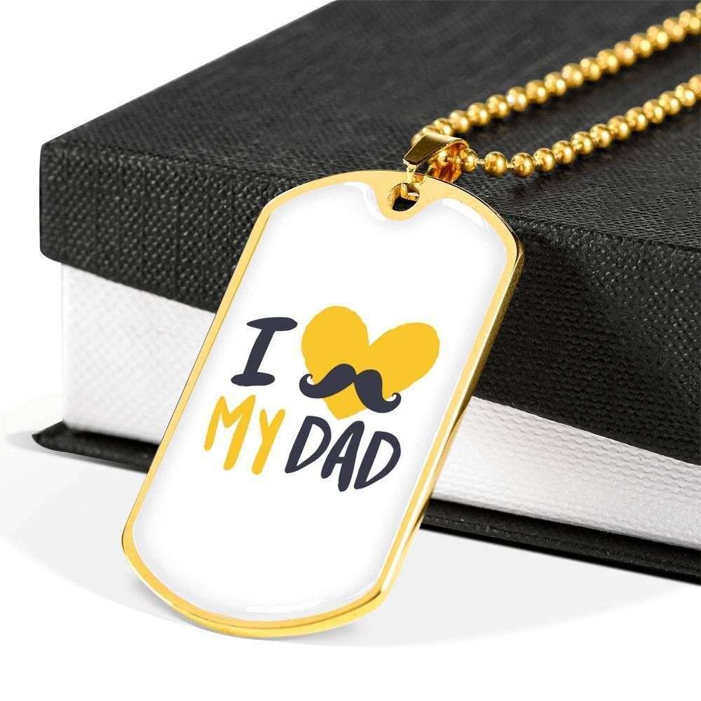 Dad Dog Tag Father’S Day Gift, I Love My Dad Forever Dog Tag Military Chain Necklace Gift For Dad Dog Tag Father's Day Rakva