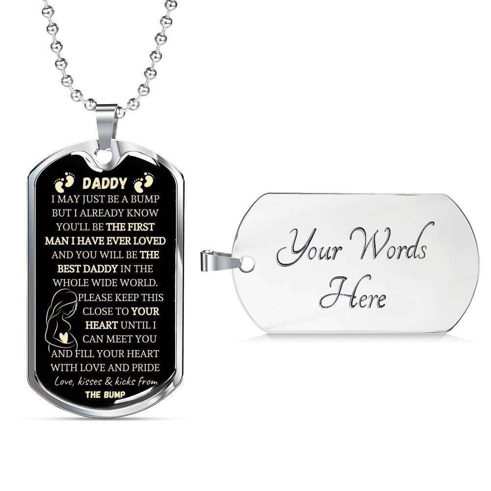 Dad Dog Tag Father’S Day Gift, Keep This Close To Your Heart Dog Tag Military Chain Necklace For Daddy Father's Day Rakva