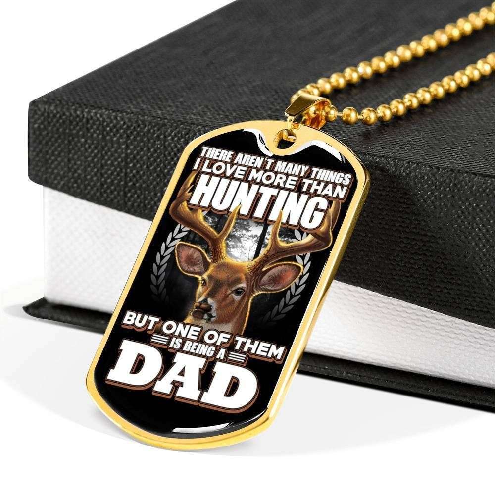 Dad Dog Tag Father’S Day Gift, Love More Than Hunting Dog Tag Military Chain Necklace For Dad Dog Tag Father's Day Rakva