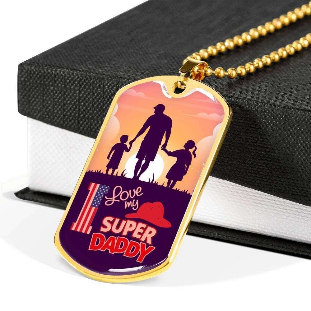 Dad Dog Tag Father’S Day Gift, Love My Super Daddy Dog Tag Military Chain Necklace Gift For Men Father's Day Rakva