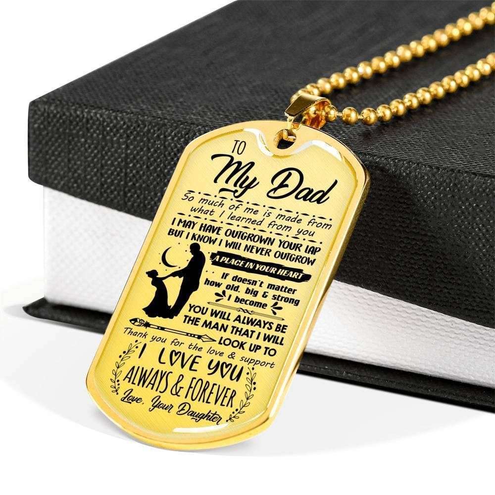 Dad Dog Tag Father’S Day Gift, Love You Always And Forever Daughter Giving Dad Dog Tag Military Chain Necklace Father's Day Rakva