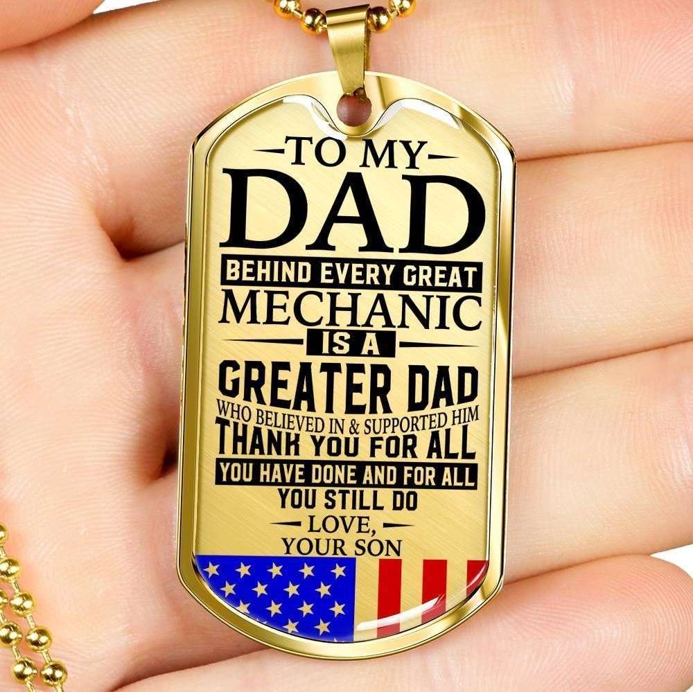 Dad Dog Tag Father’S Day Gift, Mechanic’S Dad “ Thank You For All You Do “ Love Son Dog Tag Military Chain Necklace Father's Day Rakva