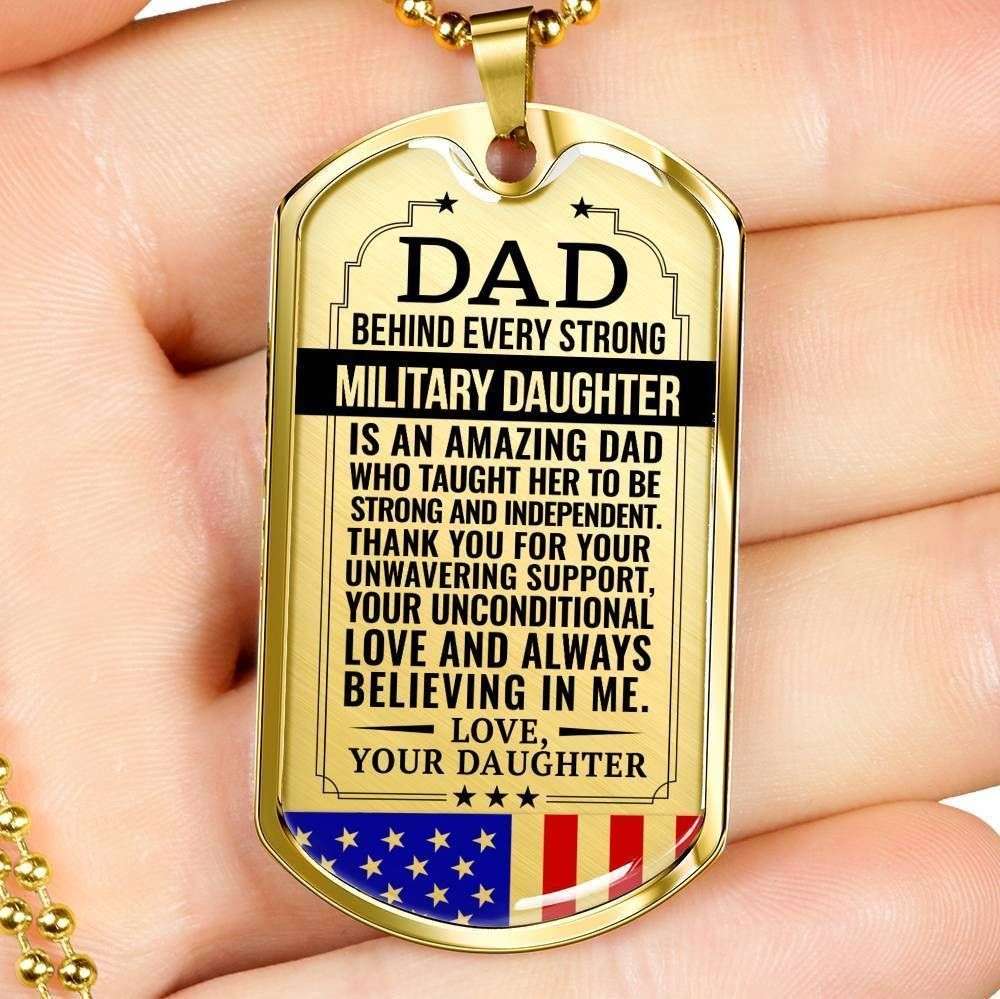 Dad Dog Tag Father’S Day Gift, Military Daughter Gift For Dad Silver Dog Tag Military Chain Necklace Believing In Me Father's Day Rakva