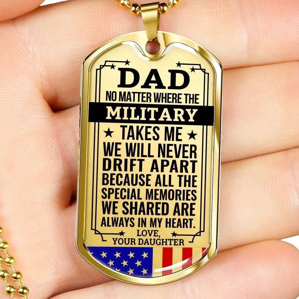 Dad Dog Tag Father’S Day Gift, Military Daughter Present For Dad Silver Dog Tag Military Chain Necklace Always In My Heart Father's Day Rakva