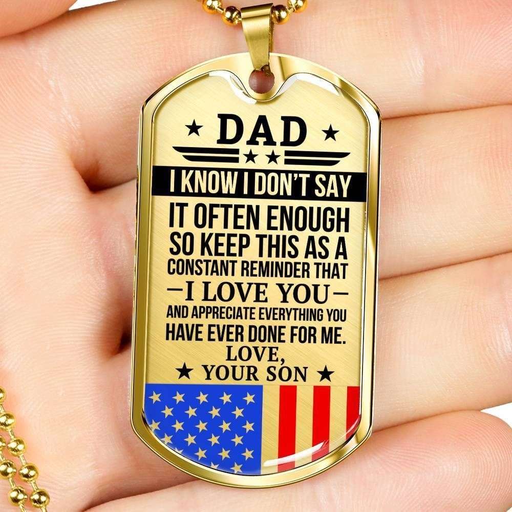 Dad Dog Tag Father’S Day Gift, Military Son Gift For Dad Silver Dog Tag Military Chain Necklace Loved And Appreciated Father's Day Rakva