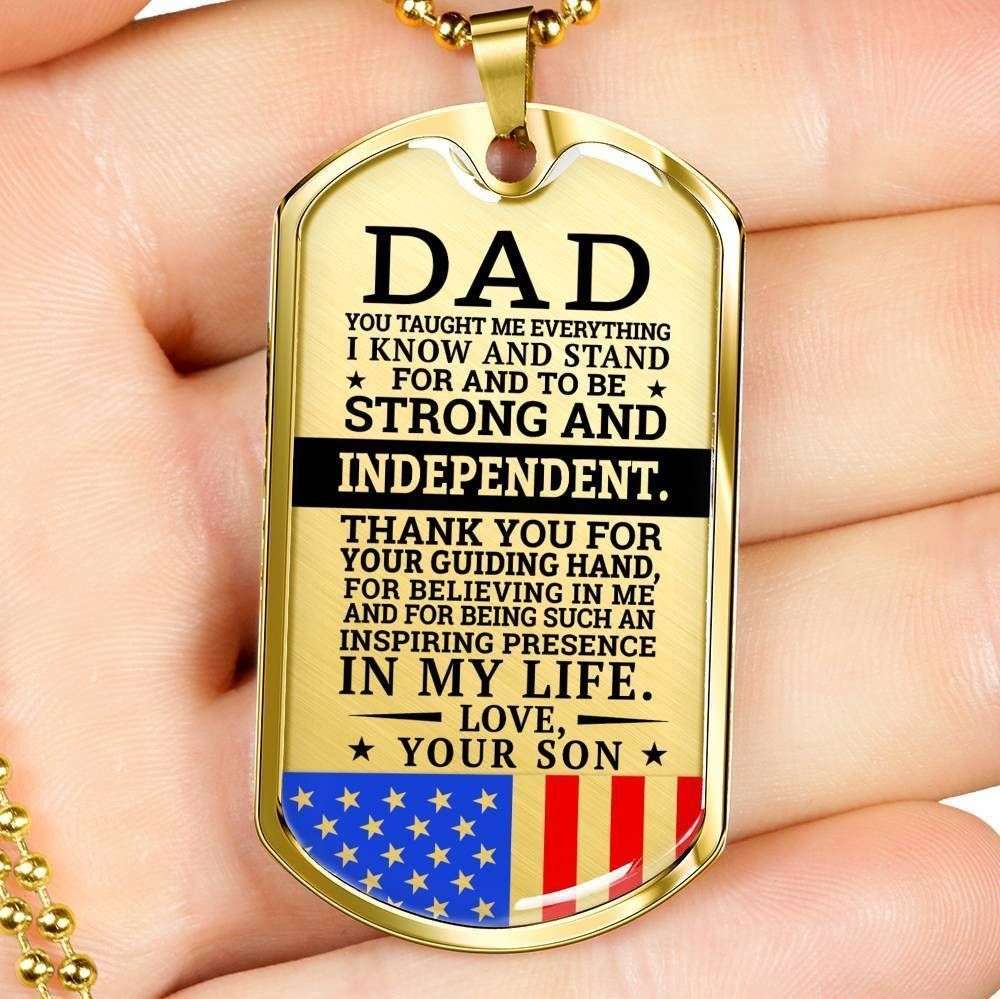 Dad Dog Tag Father’S Day Gift, Military Son Gift For Dad Silver Dog Tag Military Chain Necklace Such An Inspiring Presence Father's Day Rakva