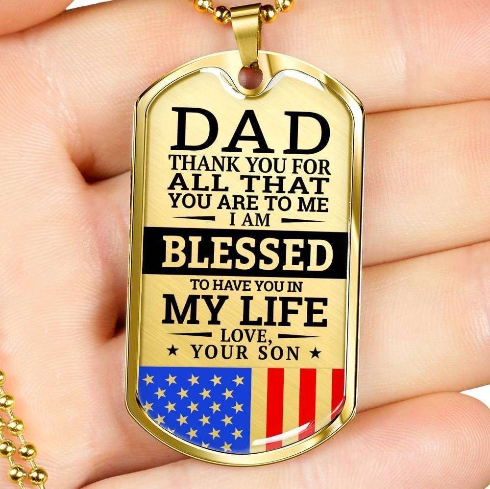 Dad Dog Tag Father’S Day Gift, Military Son Gift For Dad Silver Dog Tag Military Chain Necklace Thank For All You Do Father's Day Rakva