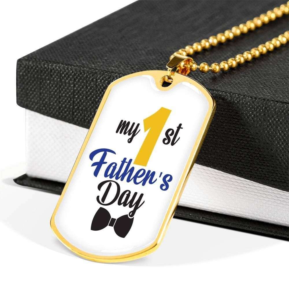 Dad Dog Tag Father’S Day Gift, My 1St Father’S Day Dog Tag Military Chain Necklace For Dad Dog Tag Father's Day Rakva