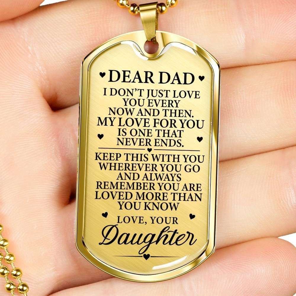 Dad Dog Tag Father’S Day Gift, My Love For You Never Ends Dog Tag Military Chain Necklace Gift For Dad Father's Day Rakva
