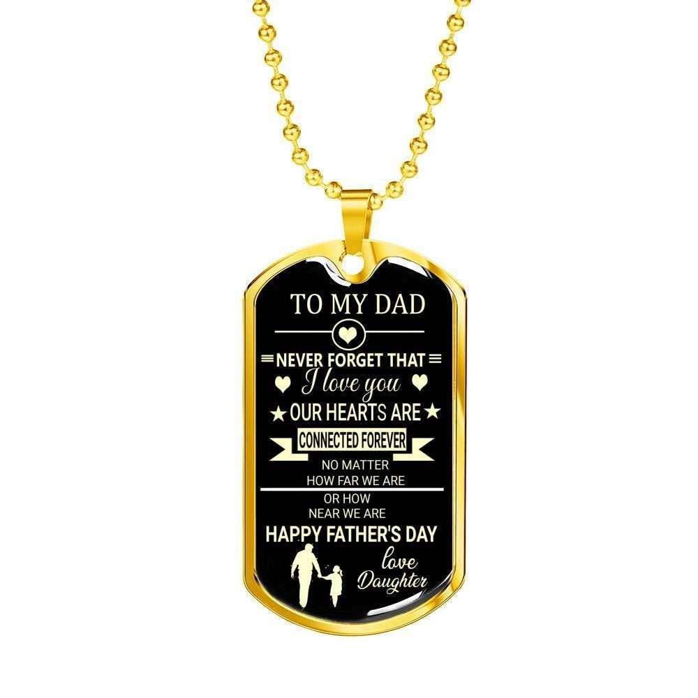 Dad Dog Tag Father’S Day Gift, Never Forge That I Love You Daughter Giving Dad Dog Tag Military Chain Necklace Father's Day Rakva